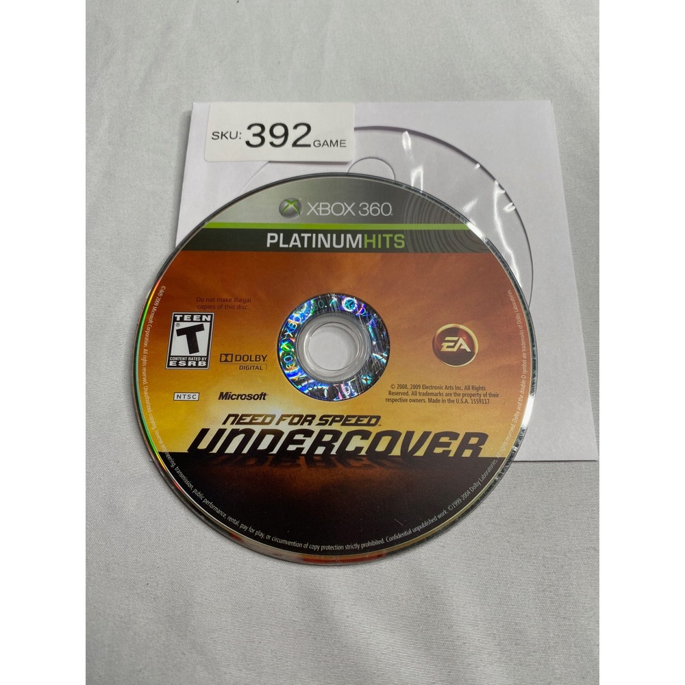 Need for Speed Undercover Xbox 360 Platinum Hits Racing Game Disc Only